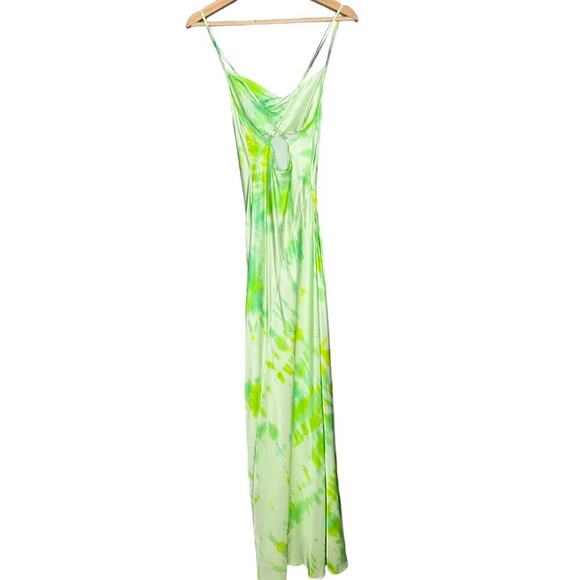 Rat & Boa Juniper Cowl Neck Silk Maxi Gown/Dress Neon Green/White Size XXS - Picture 6 of 10